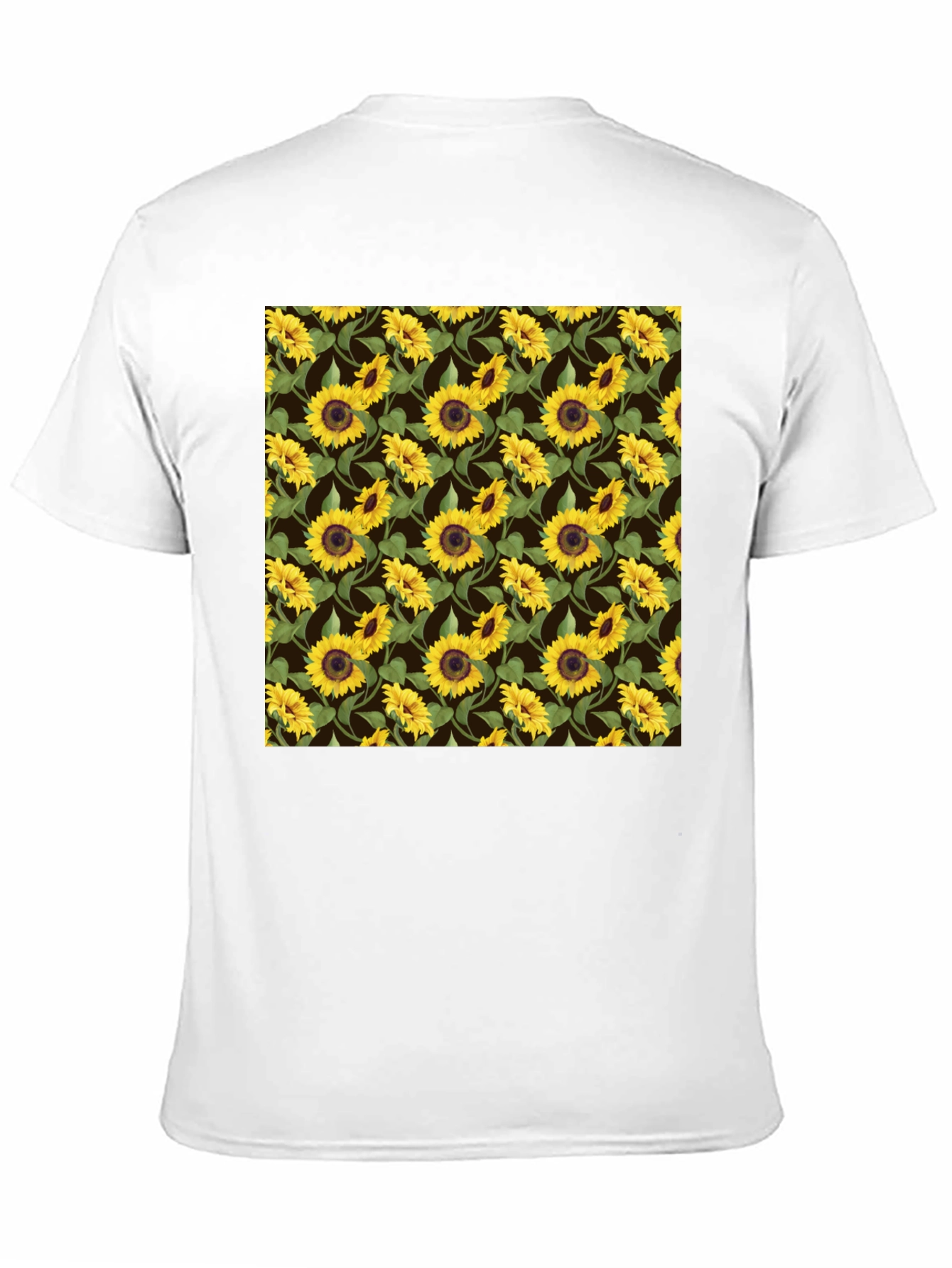 Sunflower Pattern Black T-Shirt