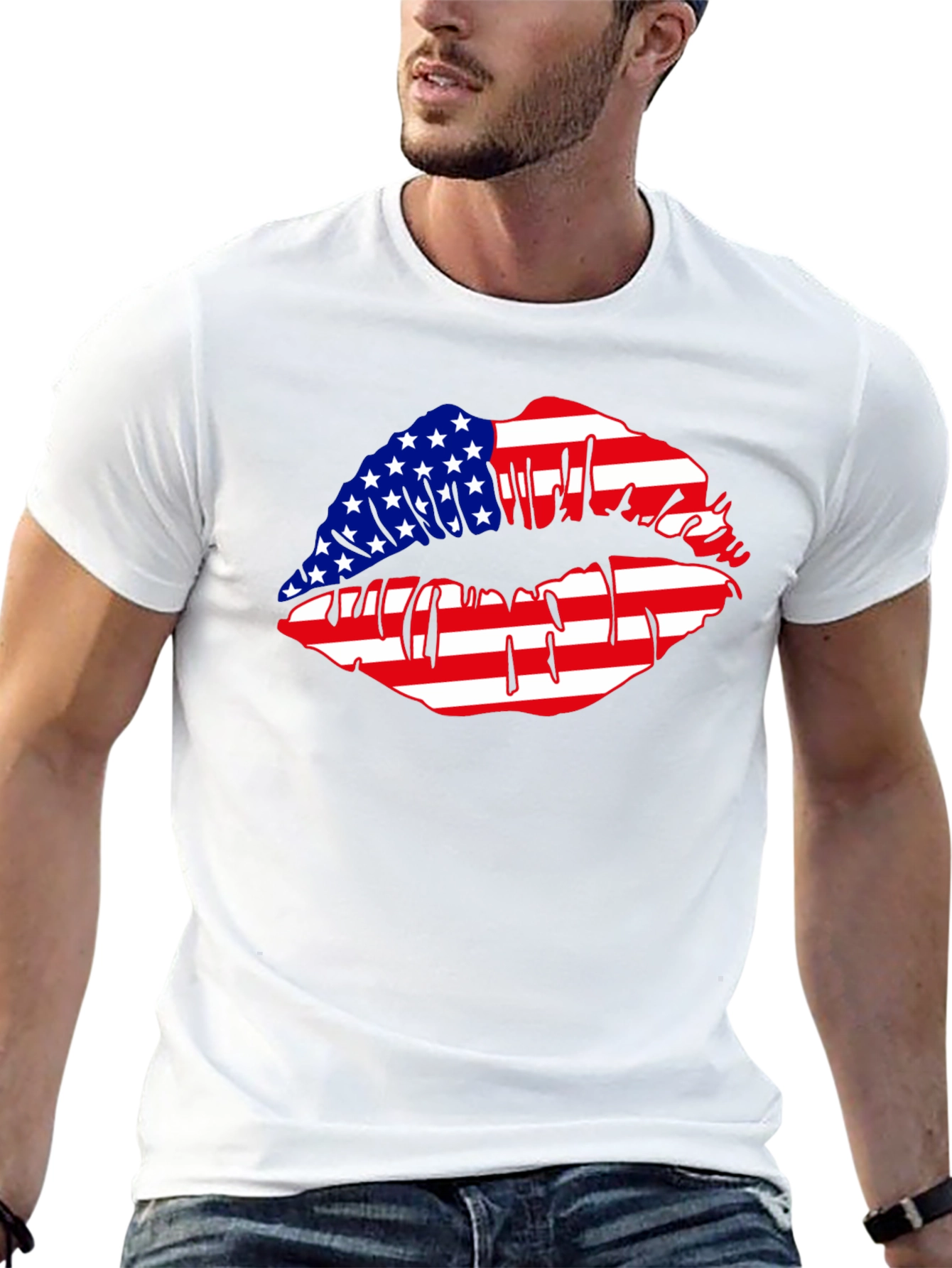 American Flag Lips Graphic T-Shirt