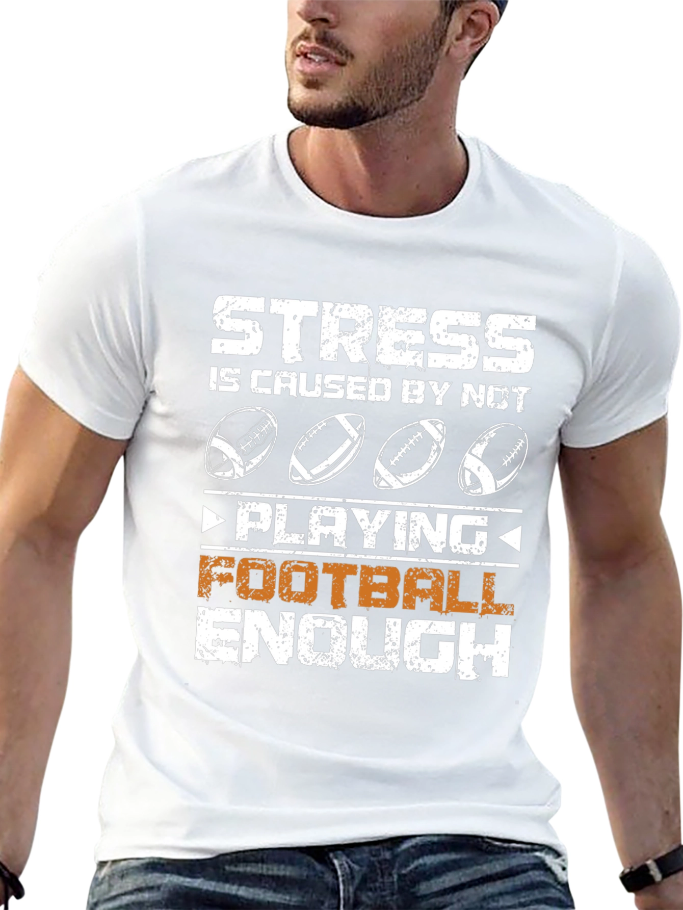 Stress Not Playing Football Enough Black T-Shirt