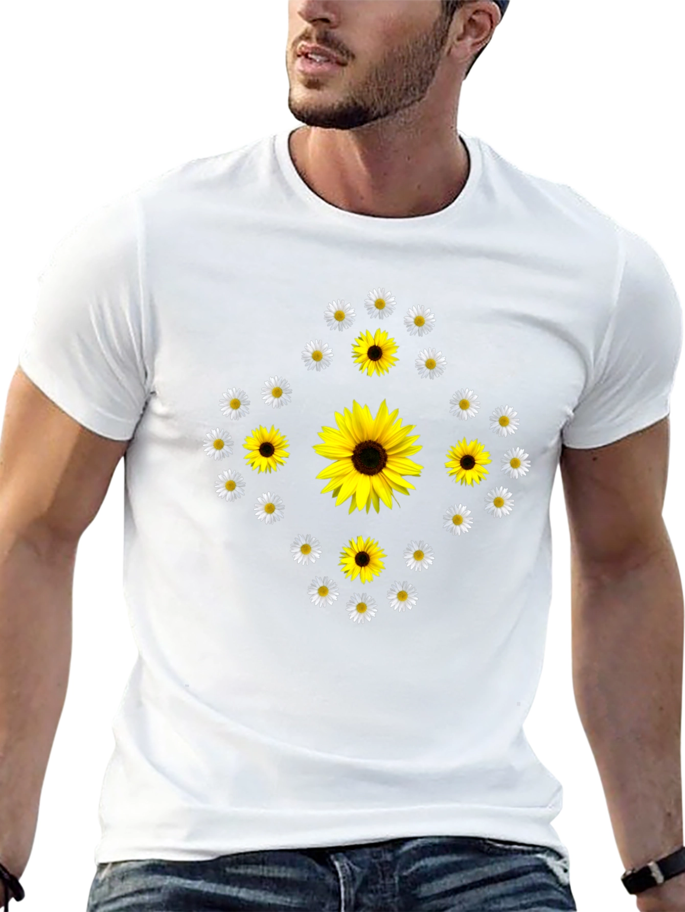Sunflower & Daisy Graphic Tee - Black