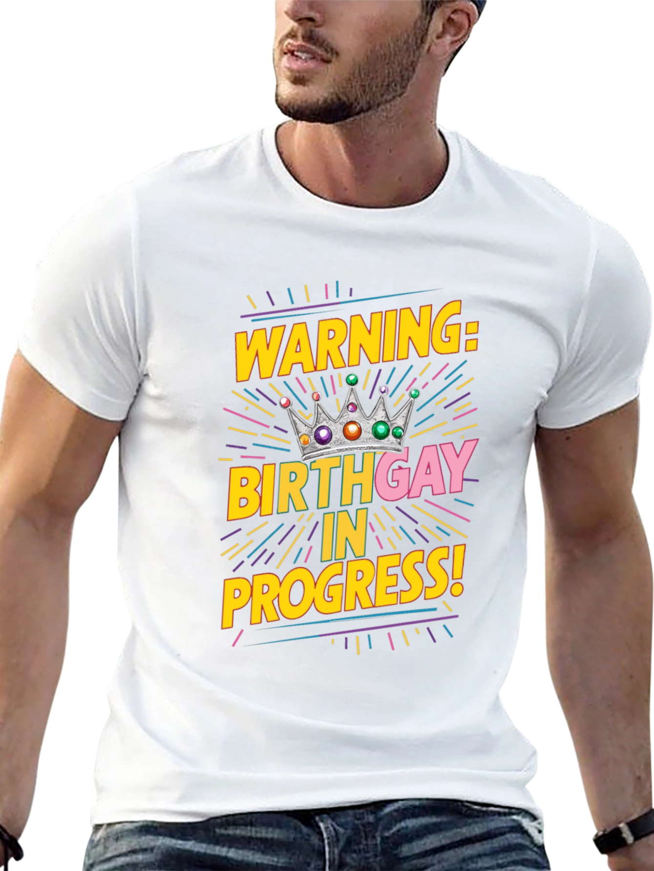 Warning Birthday Gay in Progress Black Tee