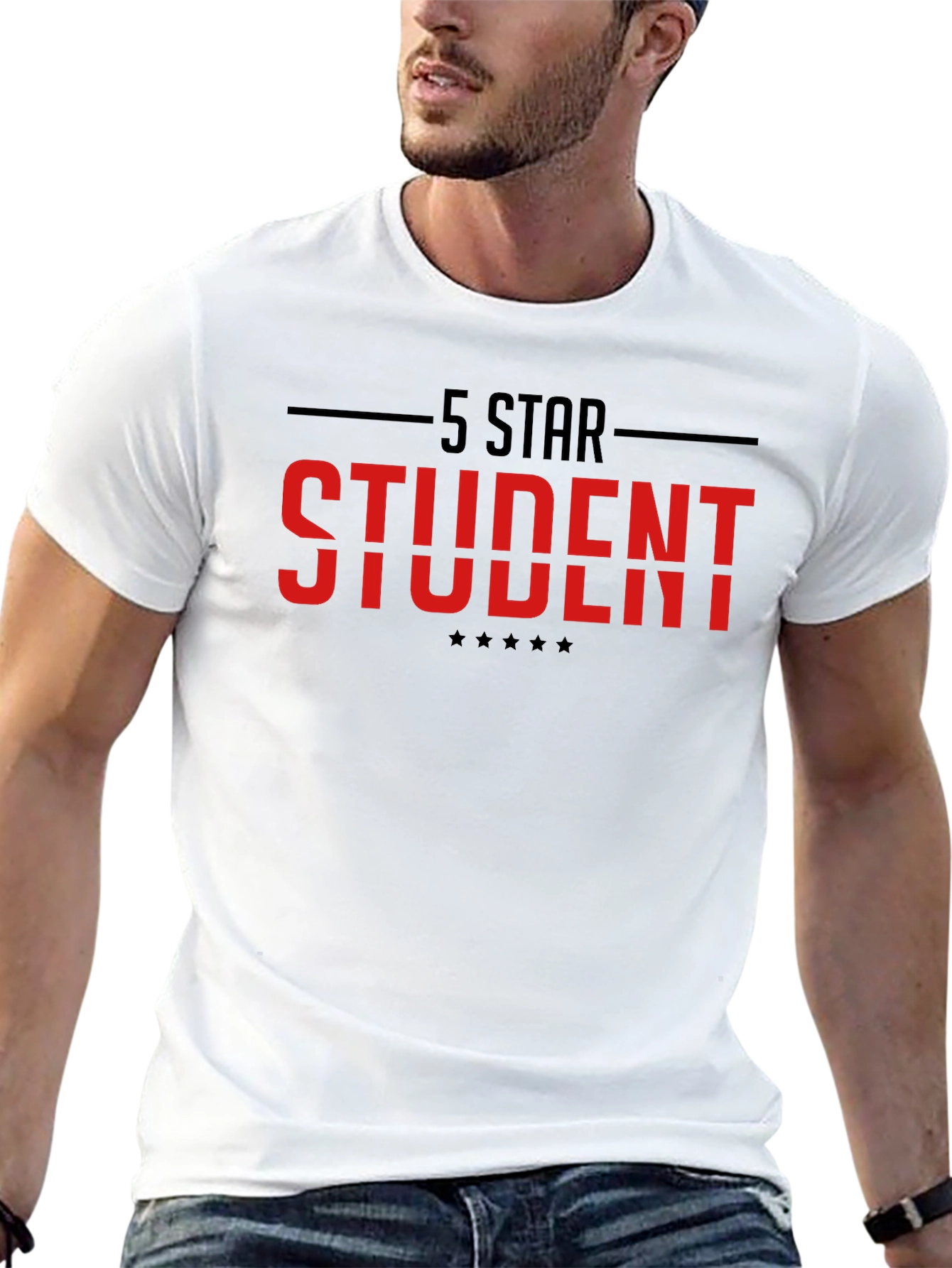 5 Star Student Black Graphic T-Shirt