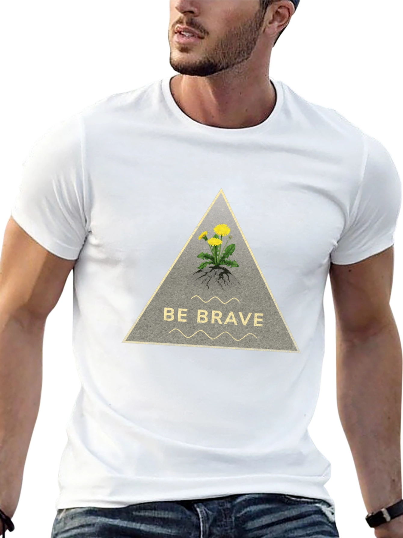 Be Brave Dandelion Graphic Tee - Black Cotton T-Shirt