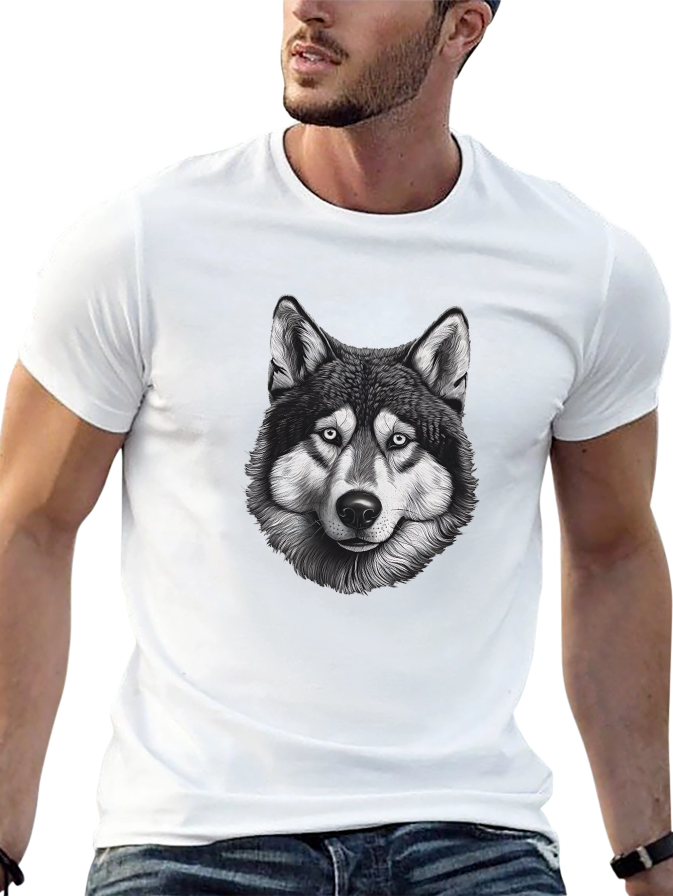 Black Wolf Graphic T-Shirt - Mens Short Sleeve