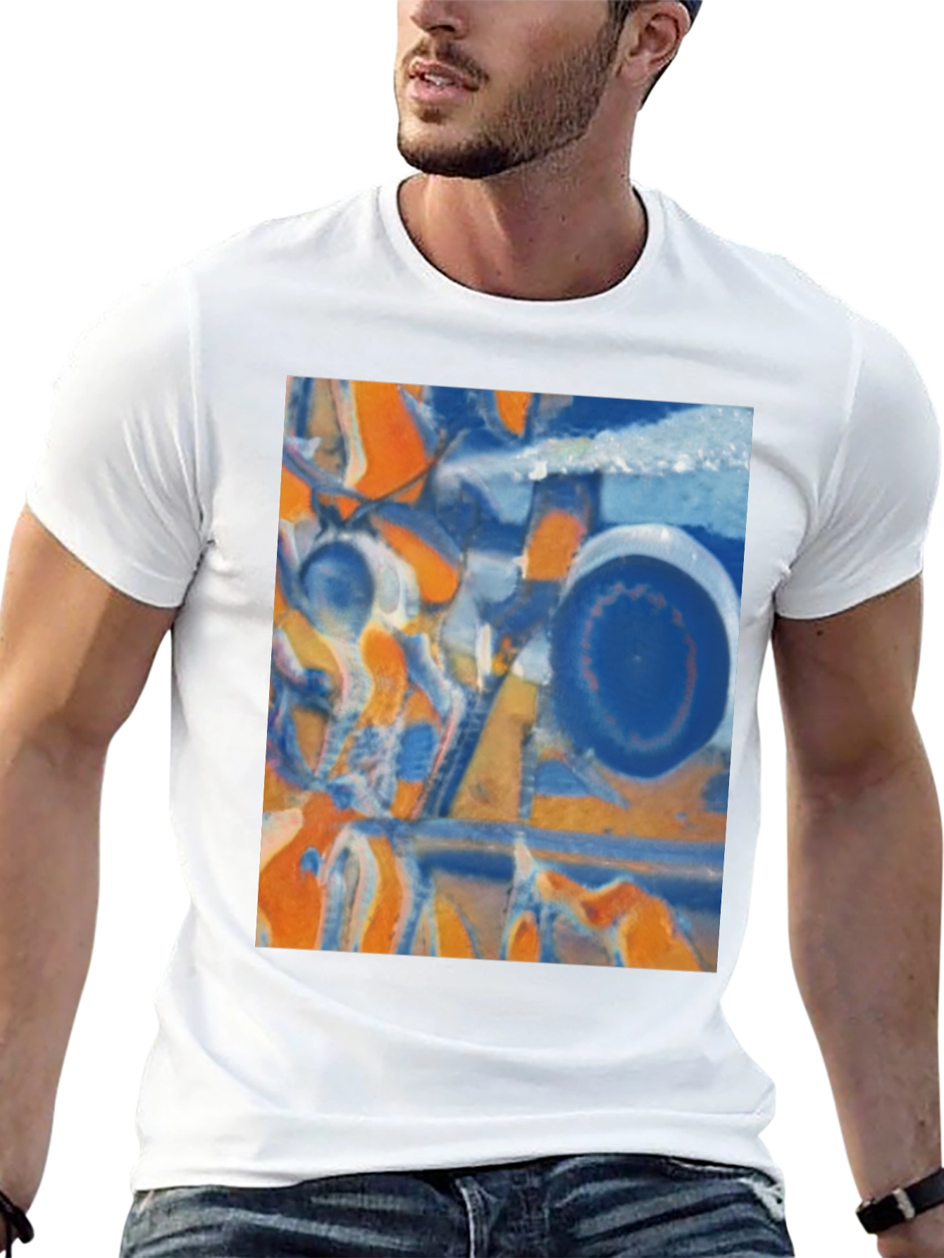 Abstract Geometric Print Crew Neck T-Shirt