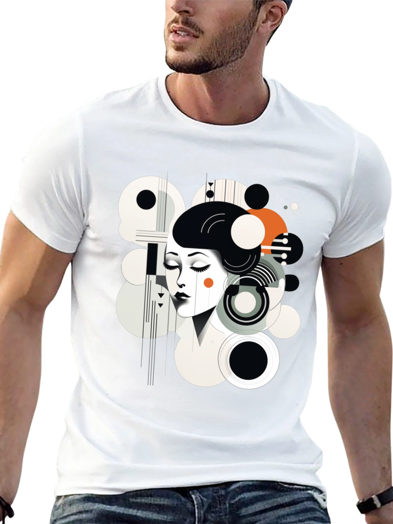 Abstract Woman Graphic Black Tee