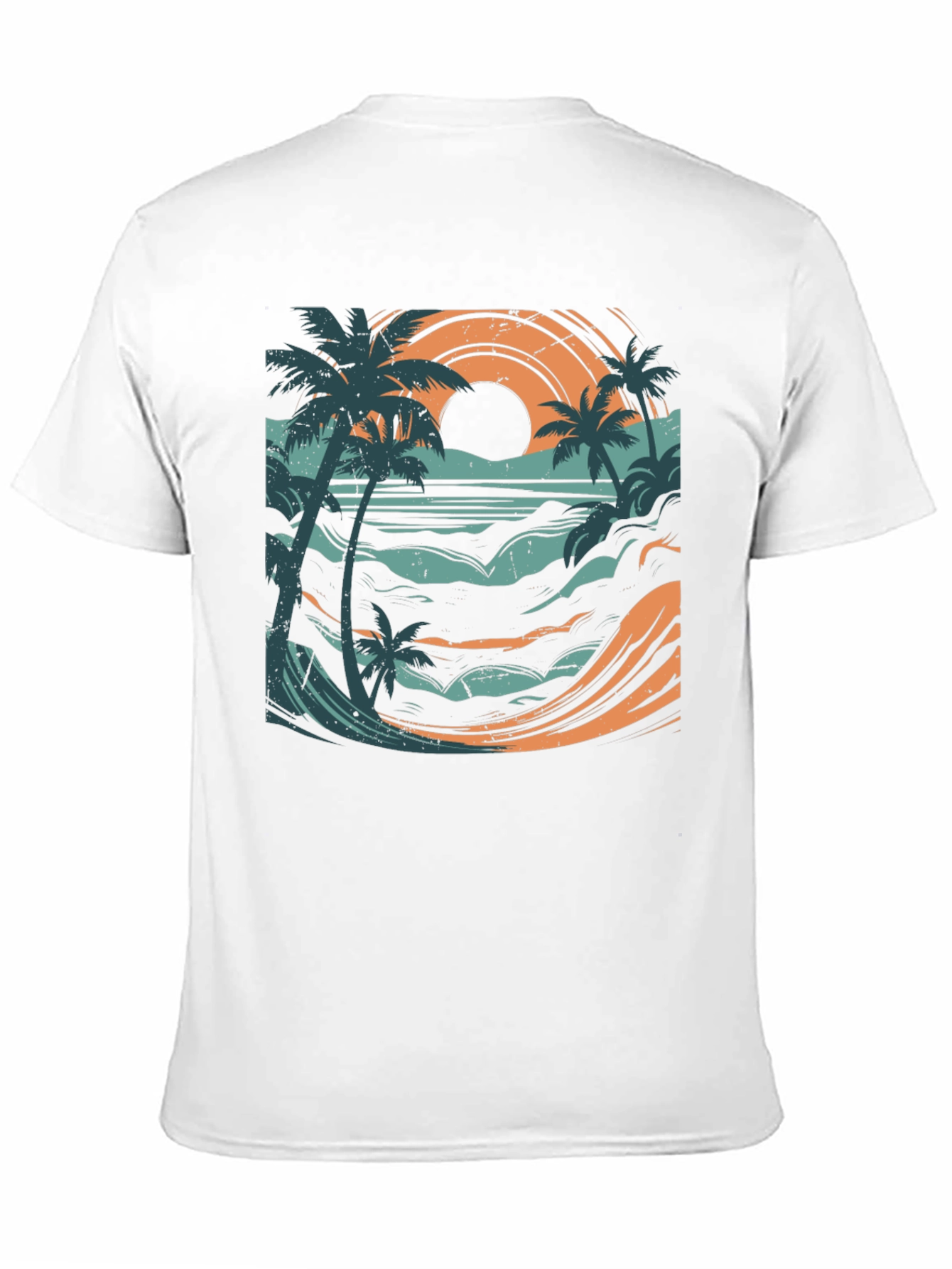 Sunset Beach Graphic Tee - Black Cotton Blend