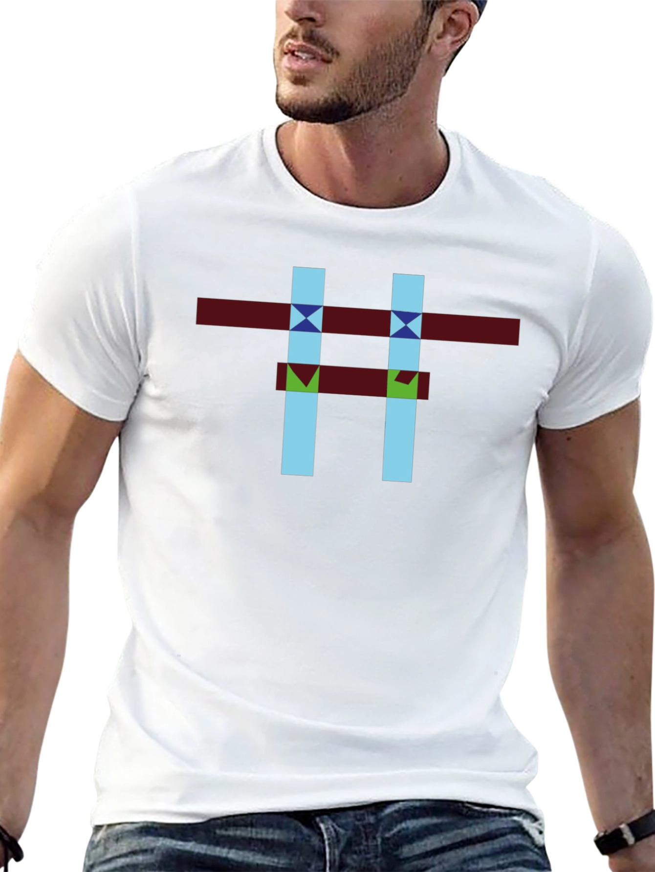 Abstract Geometric Design Black T-Shirt