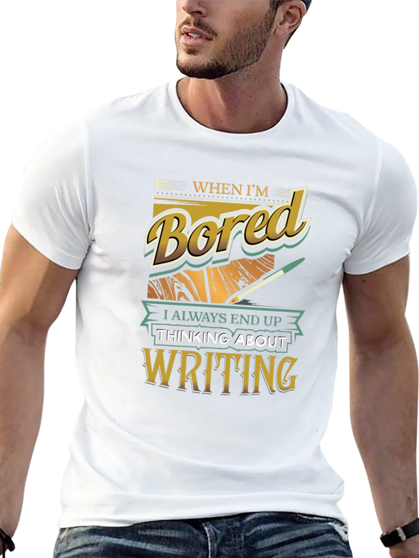 Bored Writer Graphic T-Shirt