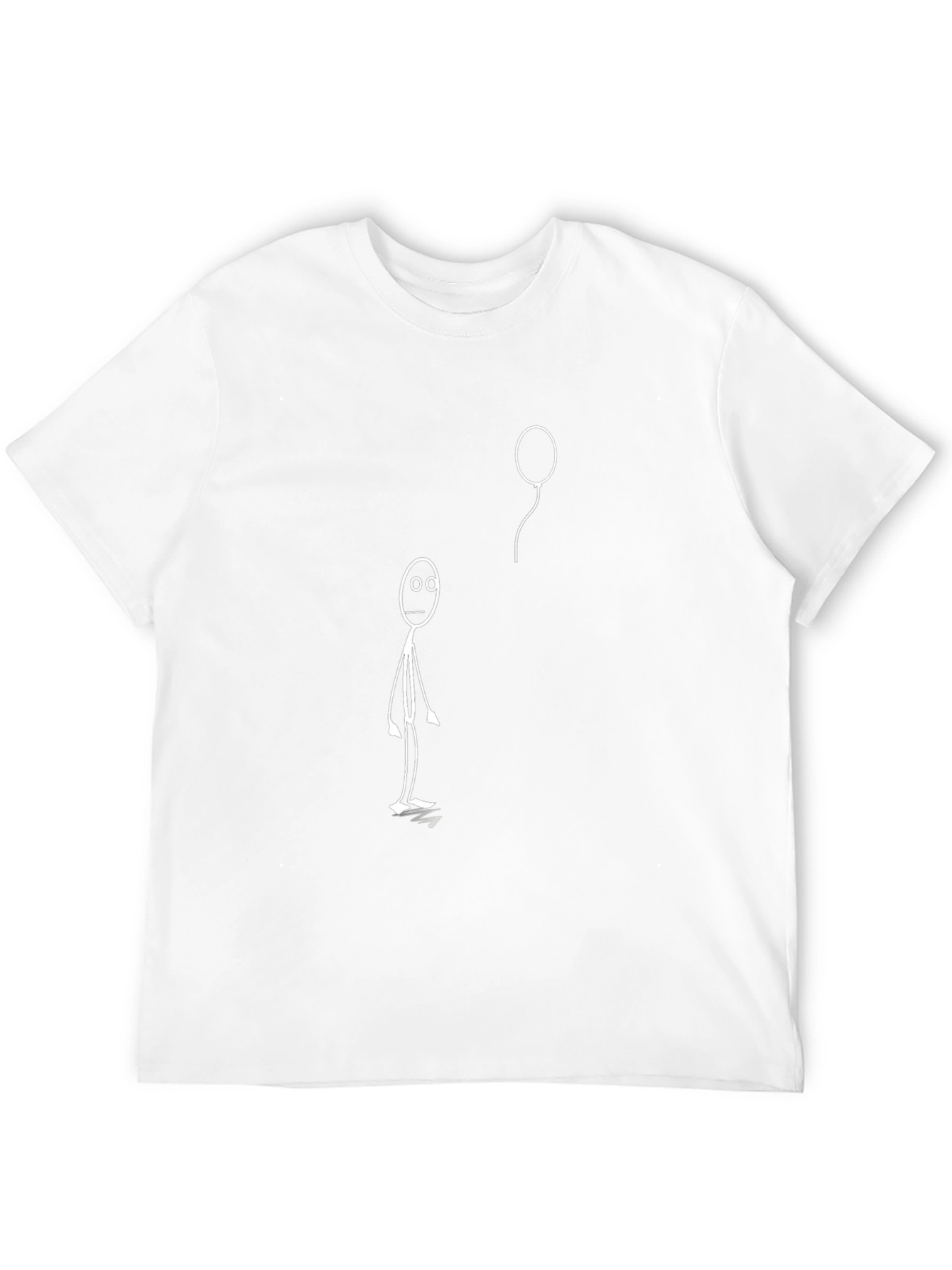 Black T-Shirt with Stick Figure & Balloon Design