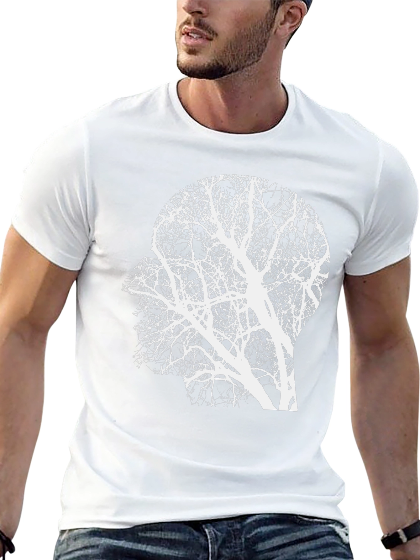 Tree Mind Graphic Tee - Unique Silhouette T-Shirt