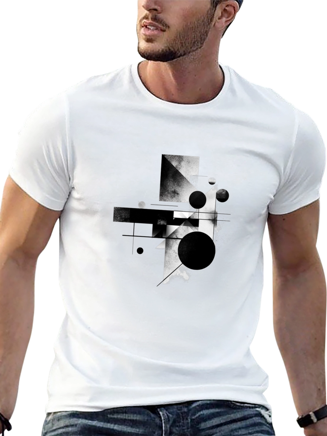 Abstract Geometric Graphic Black T-Shirt