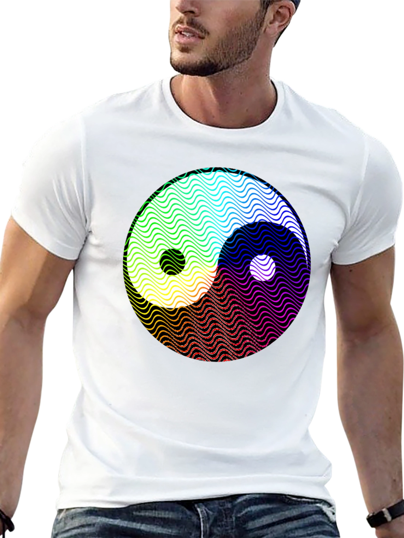 Yin Yang Wave Pattern Graphic T-Shirt