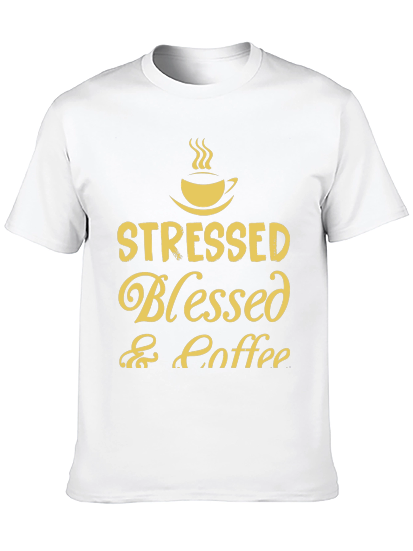 Stressed Blessed Coffee T-Shirt Black