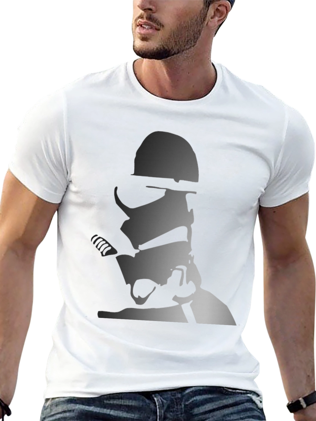 Stormtrooper Graphic Print Tee - Black Cotton