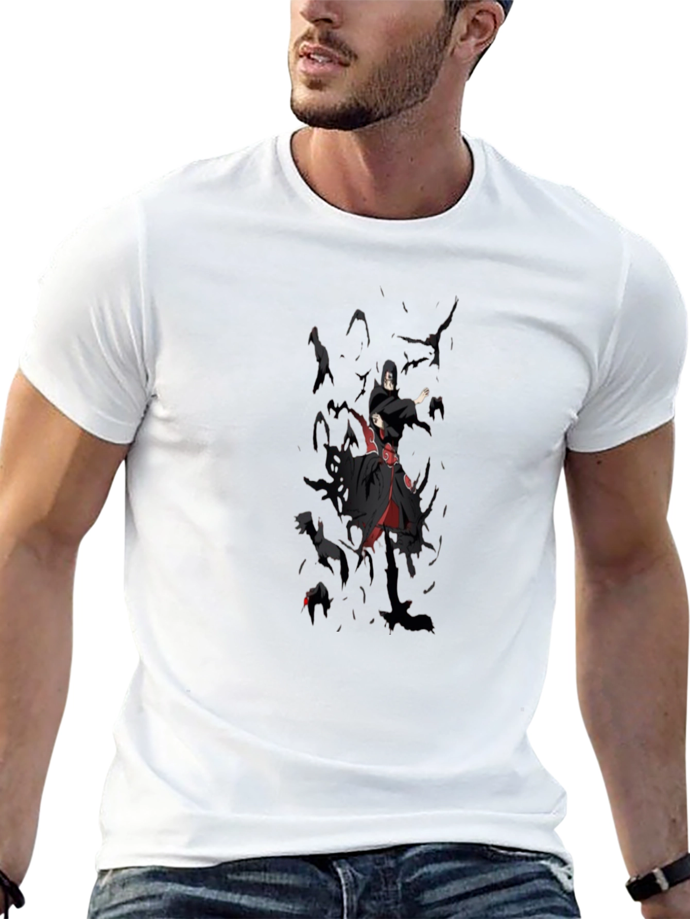 Anime Itachi Crow T-Shirt - Black Graphic Tee