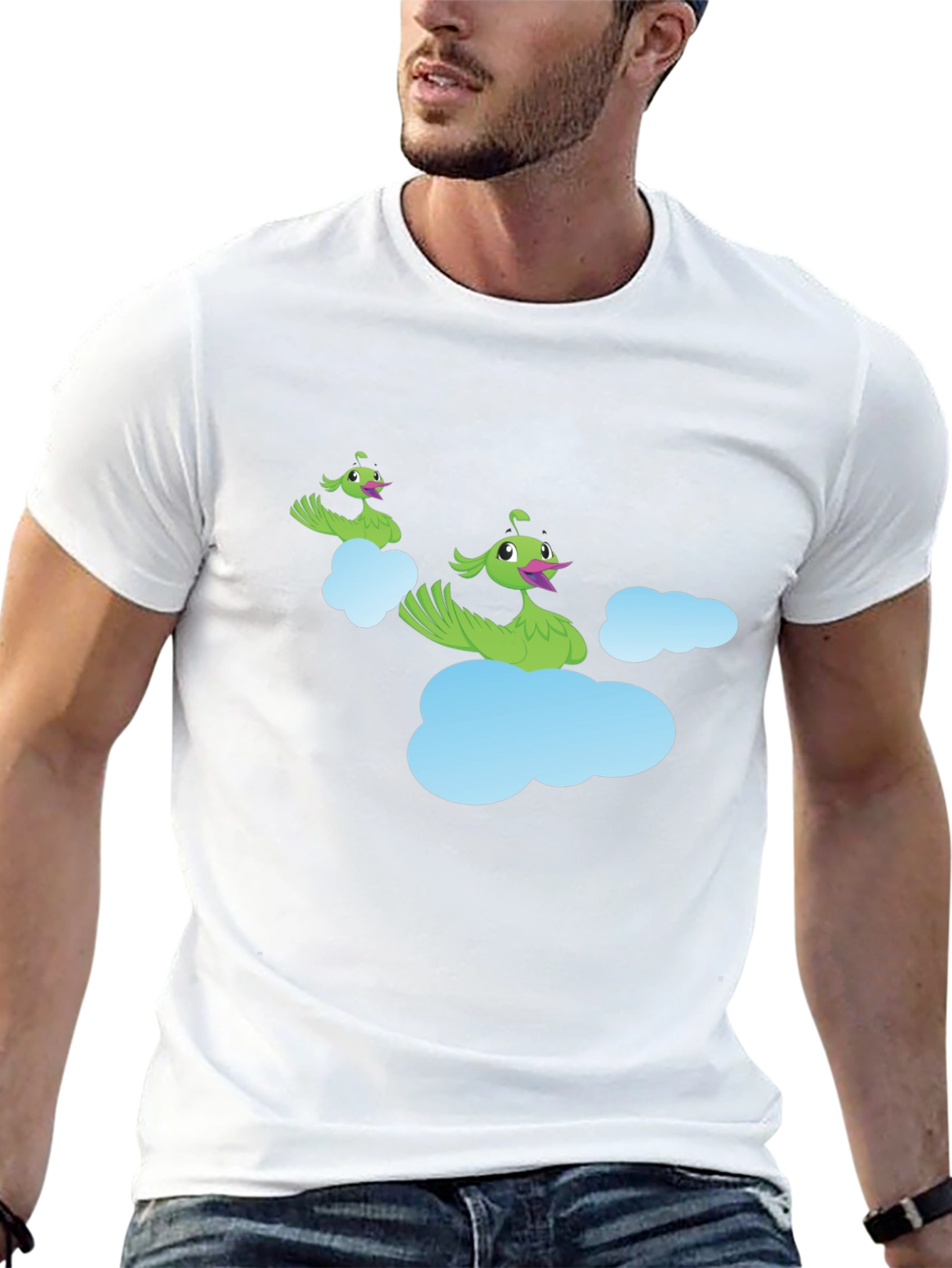 Whimsical Cloud Peacock Graphic Tee