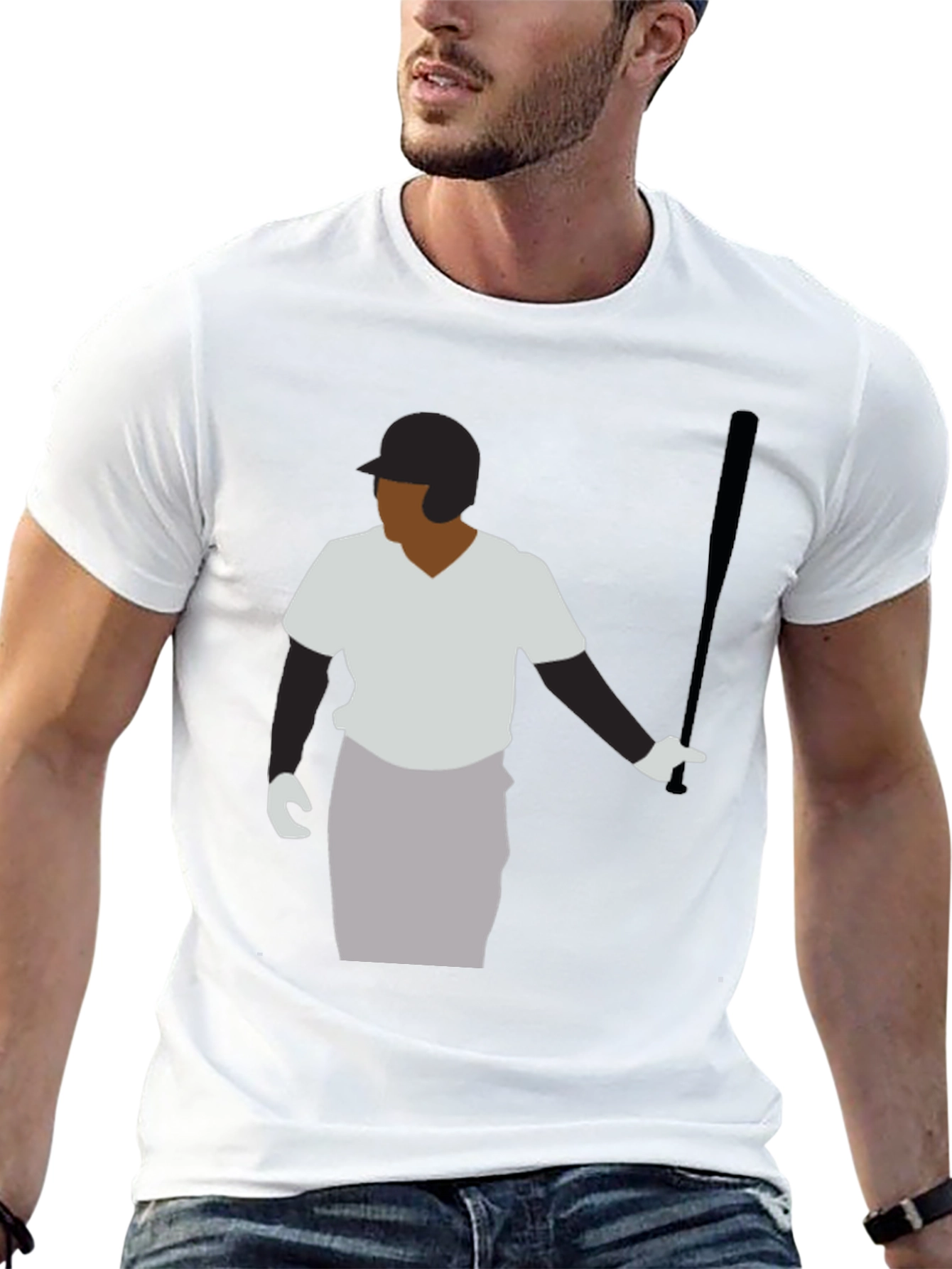 Baseball Player Graphic Tee - Black Casual Shirt