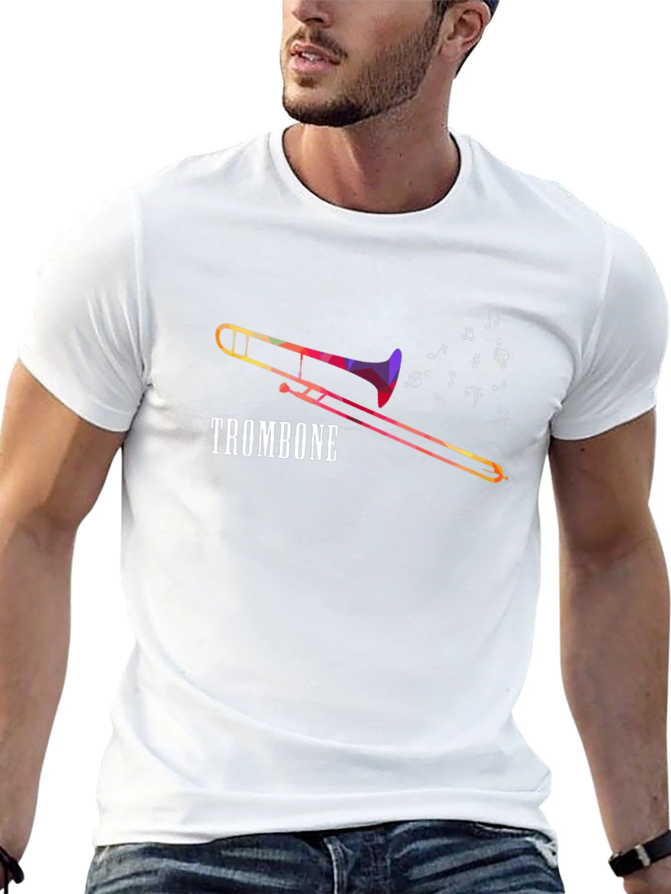 Trombone Music Notes Graphic Tee - Black