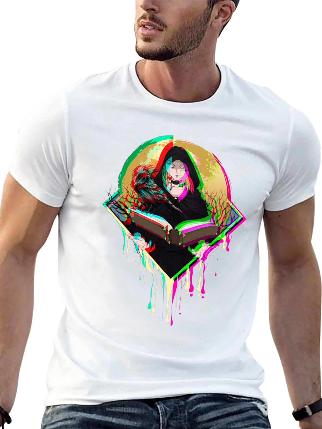 Witch & Raven Graphic Tee - Black Cotton T-Shirt