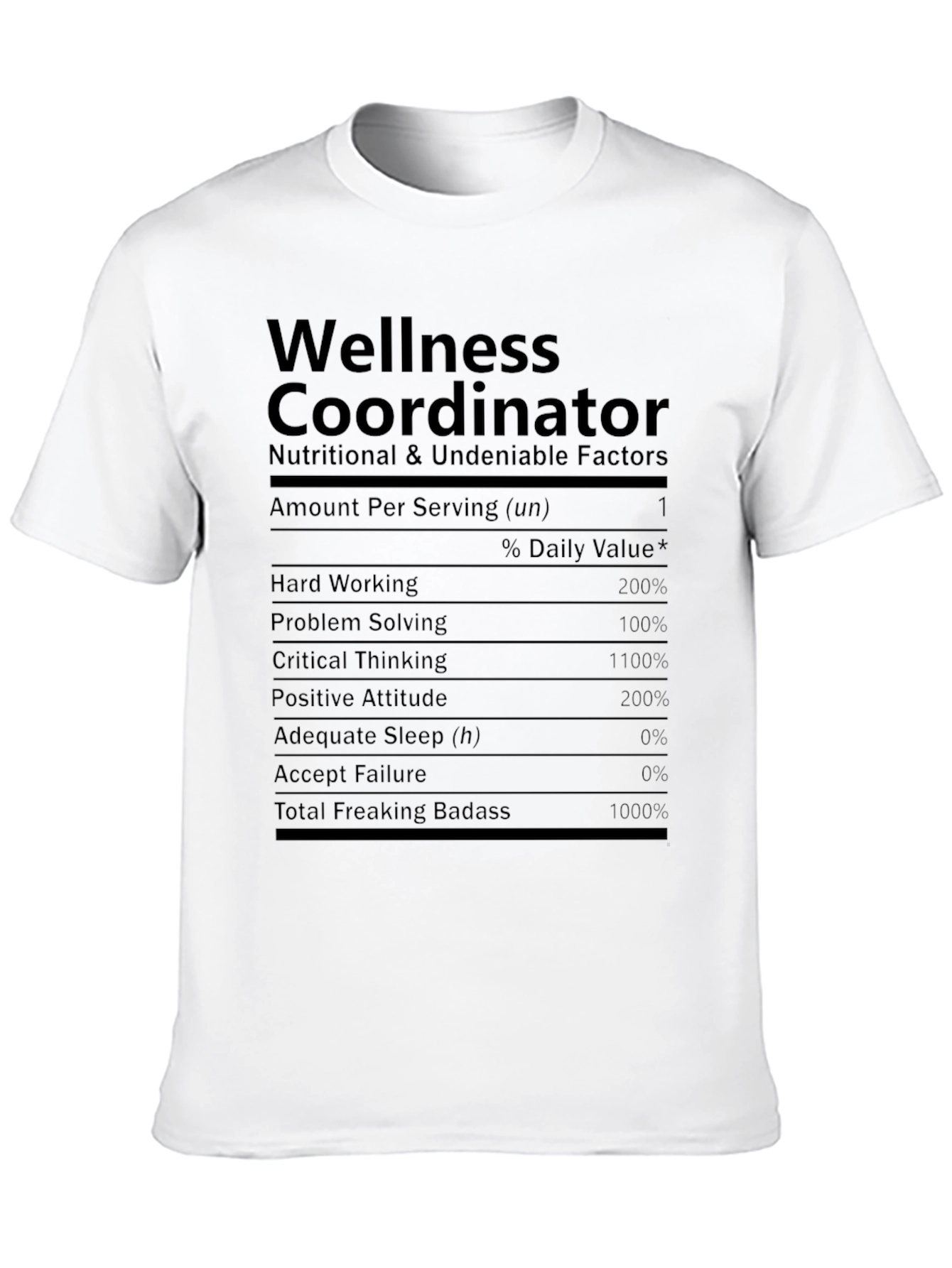 Wellness Coordinator Nutrition Facts T-Shirt