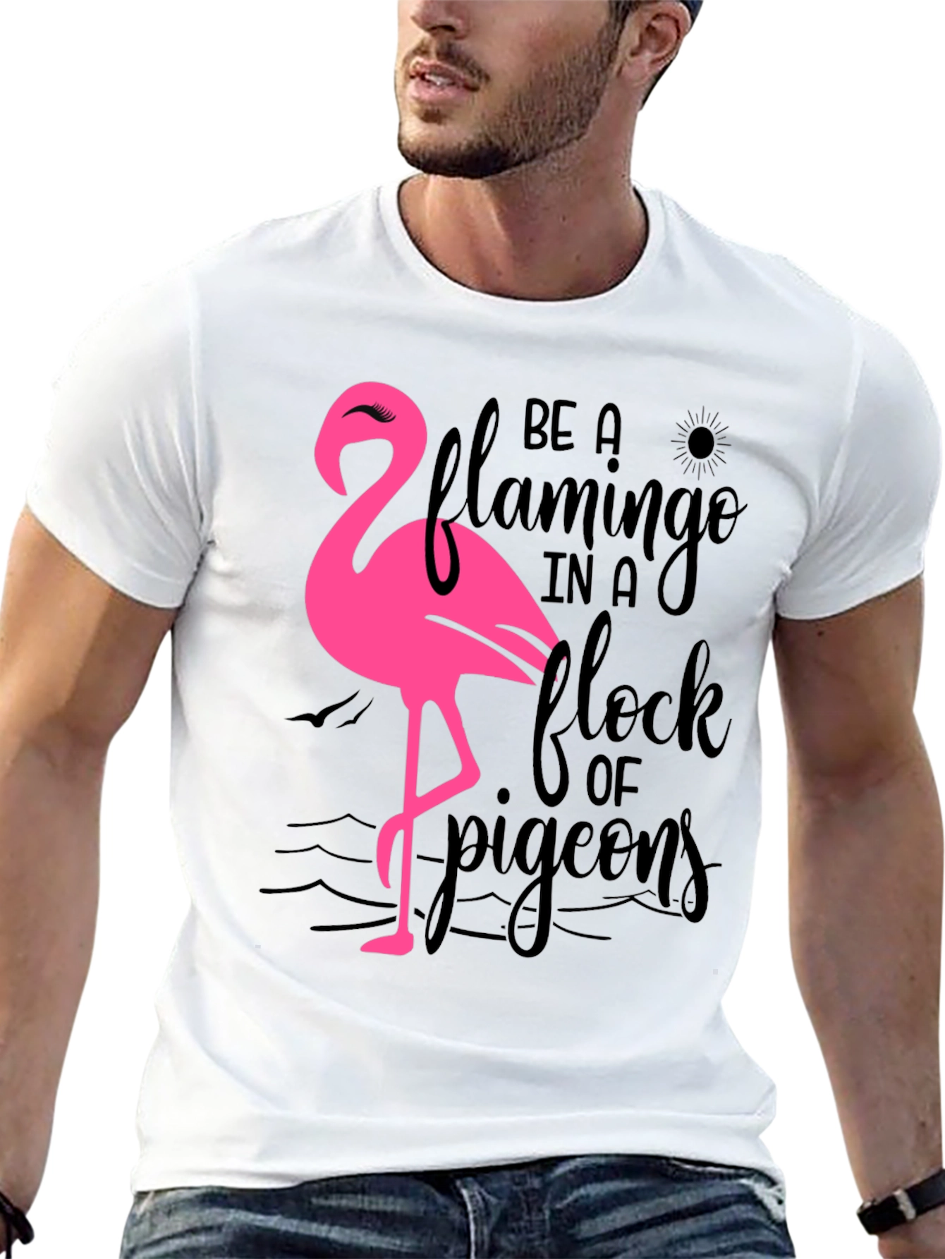 Be a Flamingo T-Shirt Black Cotton Tee