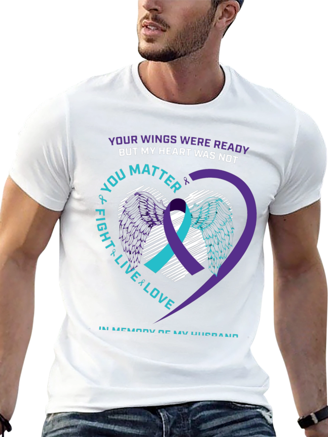 Wings Ready Husband Memorial T-Shirt