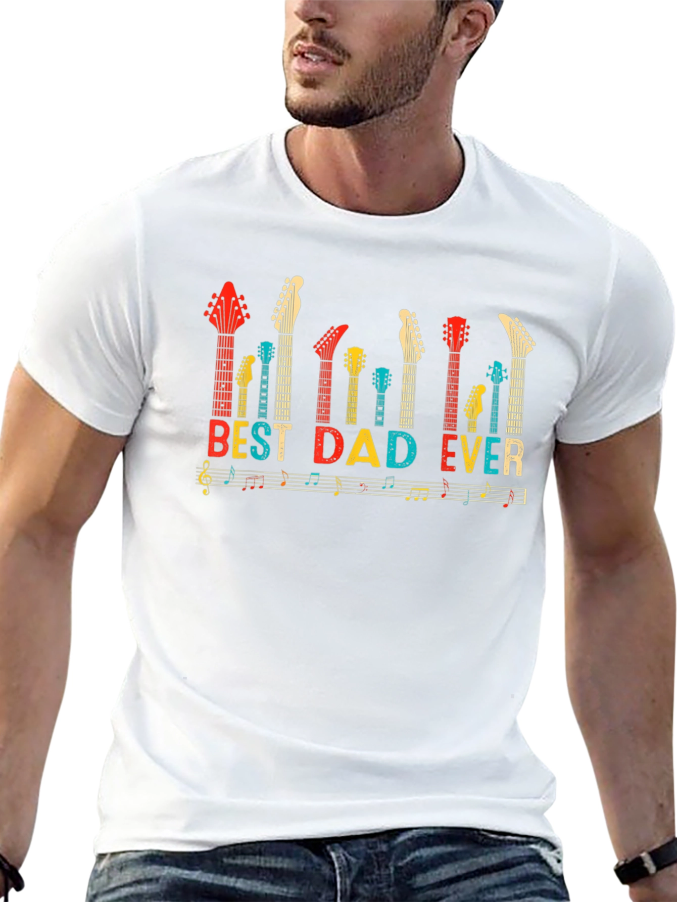 Best Dad Ever Guitar Music Notes T-Shirt