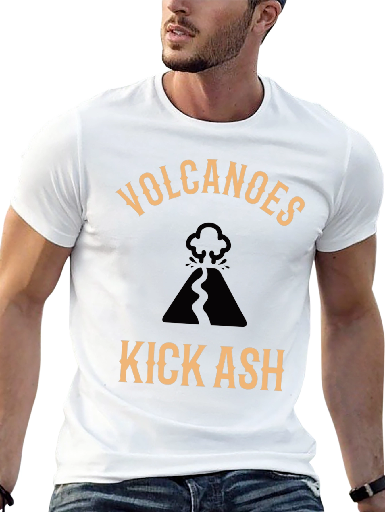 Volcanoes Kick Ash Graphic Tee - Cool Black T-Shirt