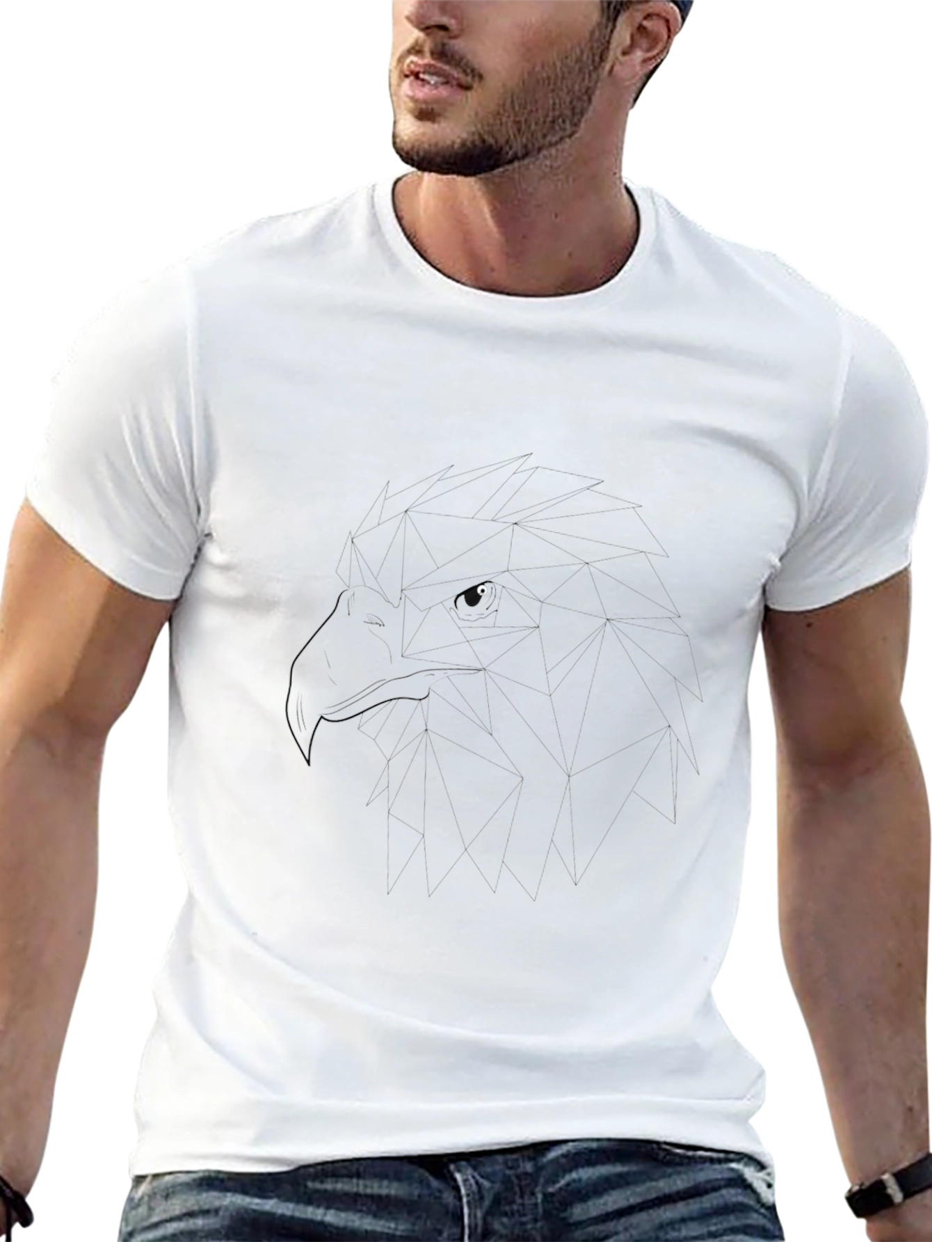 Black T-Shirt with Graphic Eagle Design