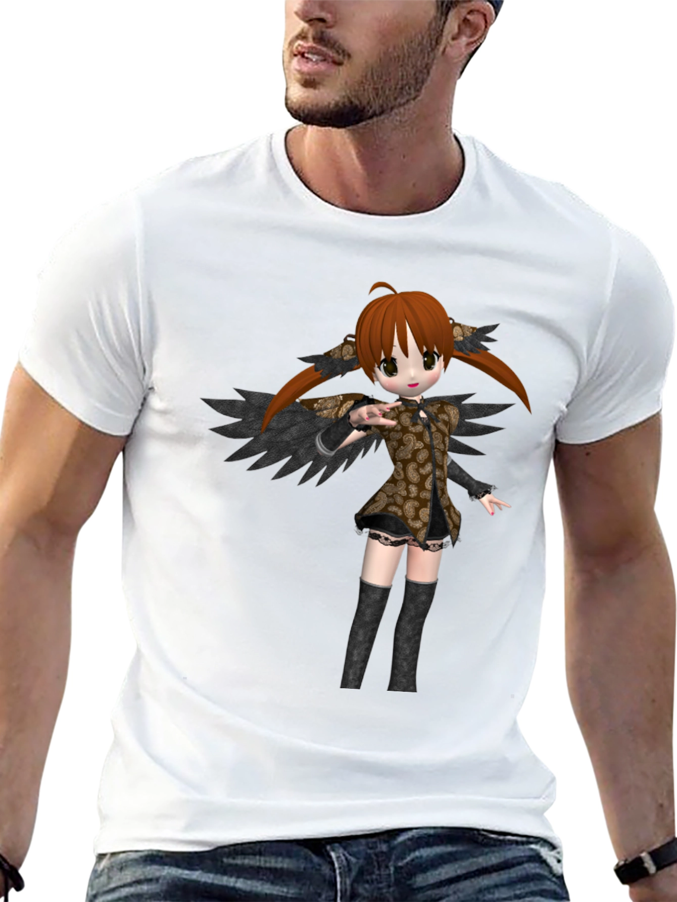 Anime Girl Graphic T-Shirt - Black Cotton Tee