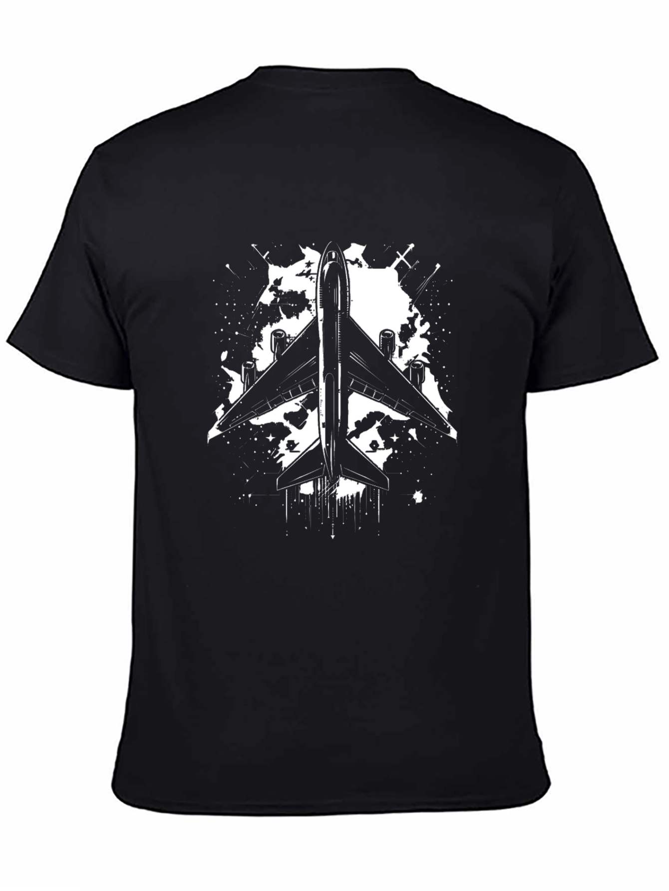 Airplane Graphic T-Shirt - Black Cotton Tee