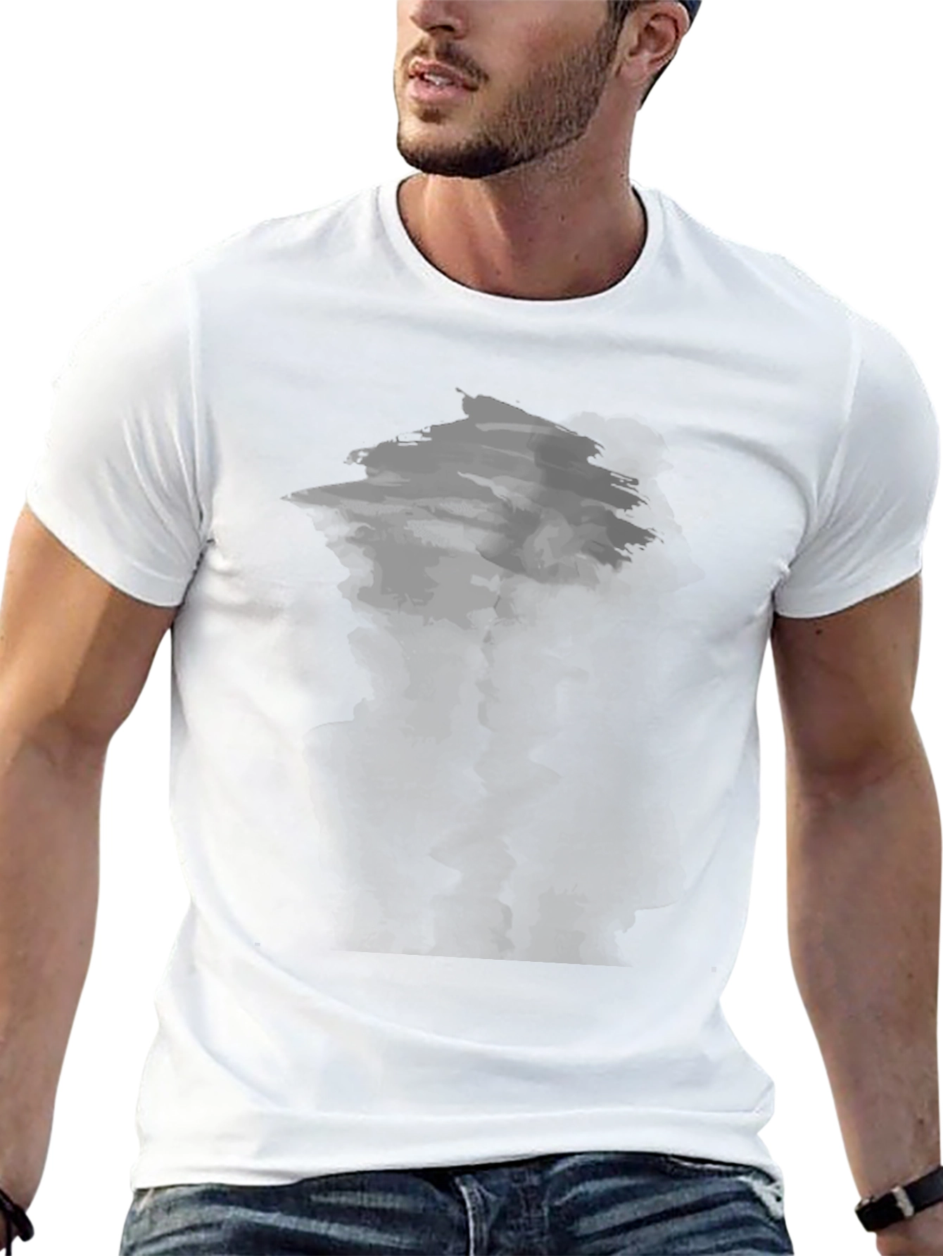 Abstract Smoke Print Black T-Shirt