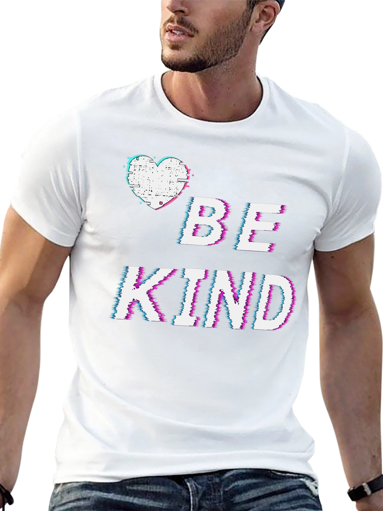 Be Kind Glitch T-Shirt - Heart Graphic Tee