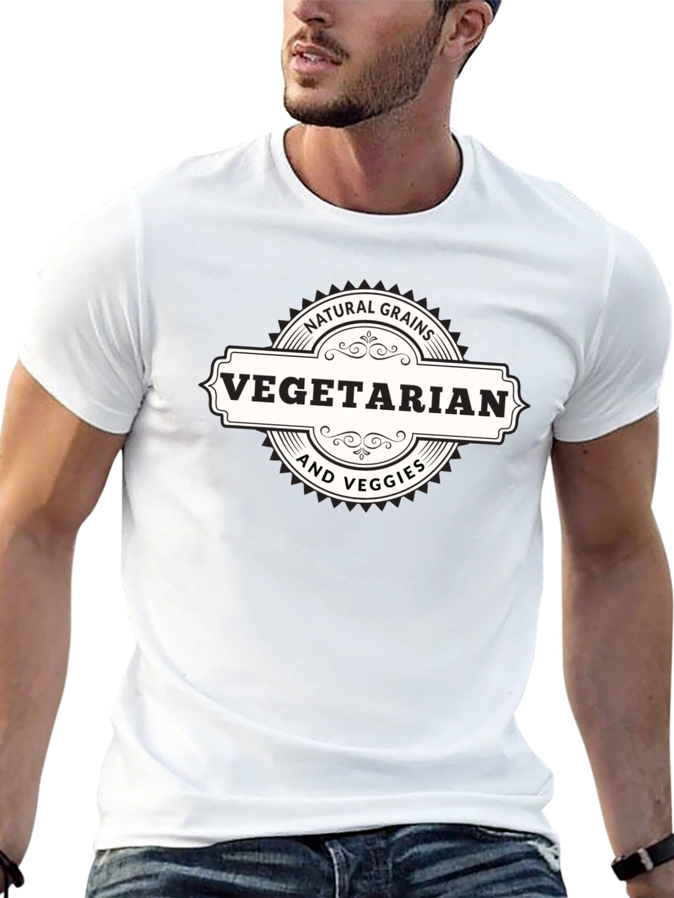 Vegetarian Natural Grains & Veggies Black T-Shirt