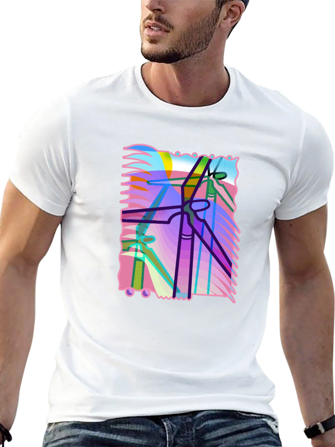 Abstract Power Line Art Graphic T-Shirt