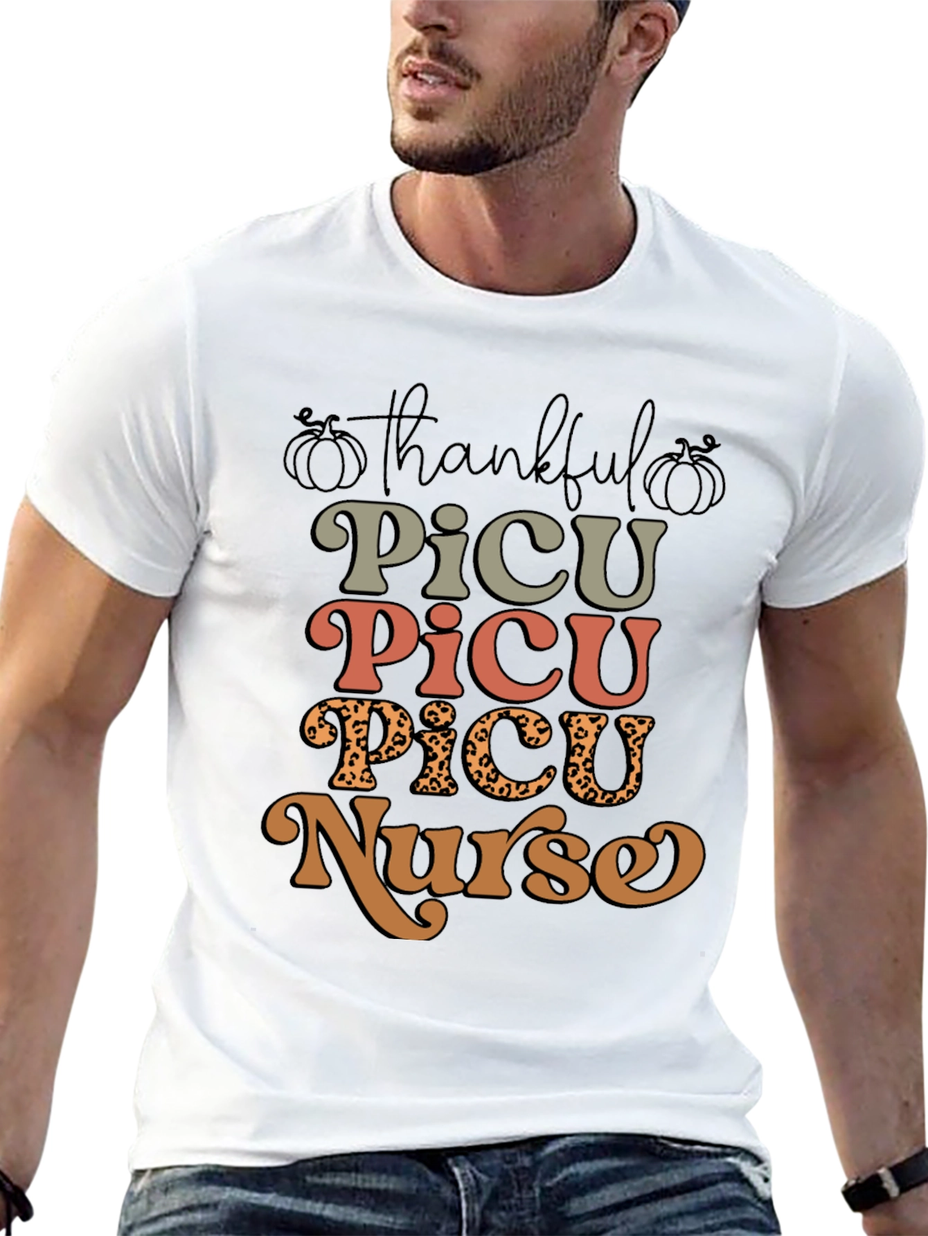 Thankful PICU Nurse Graphic T-Shirt
