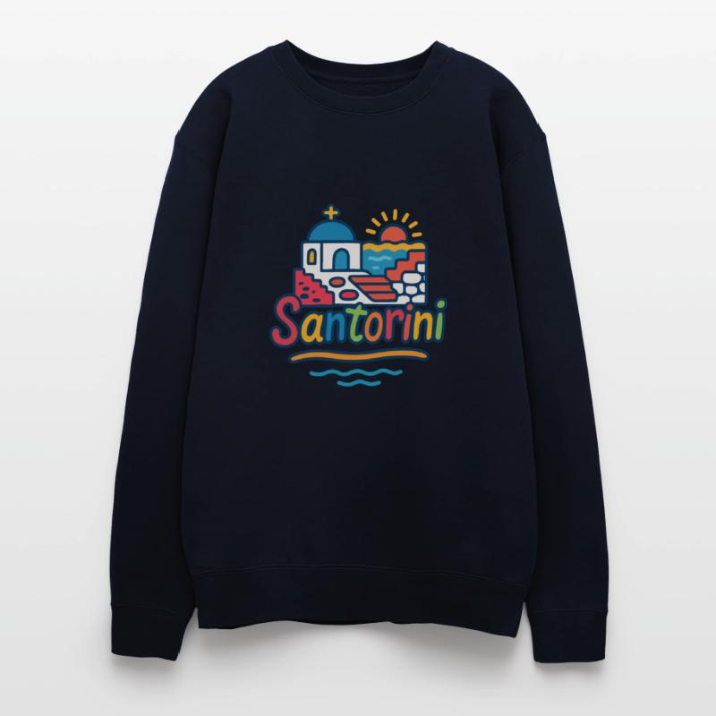 Colorful Graphic of Santorini in Greece