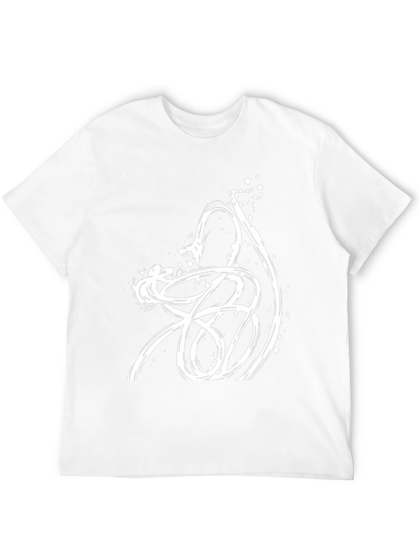 Abstract White Design Black T-Shirt