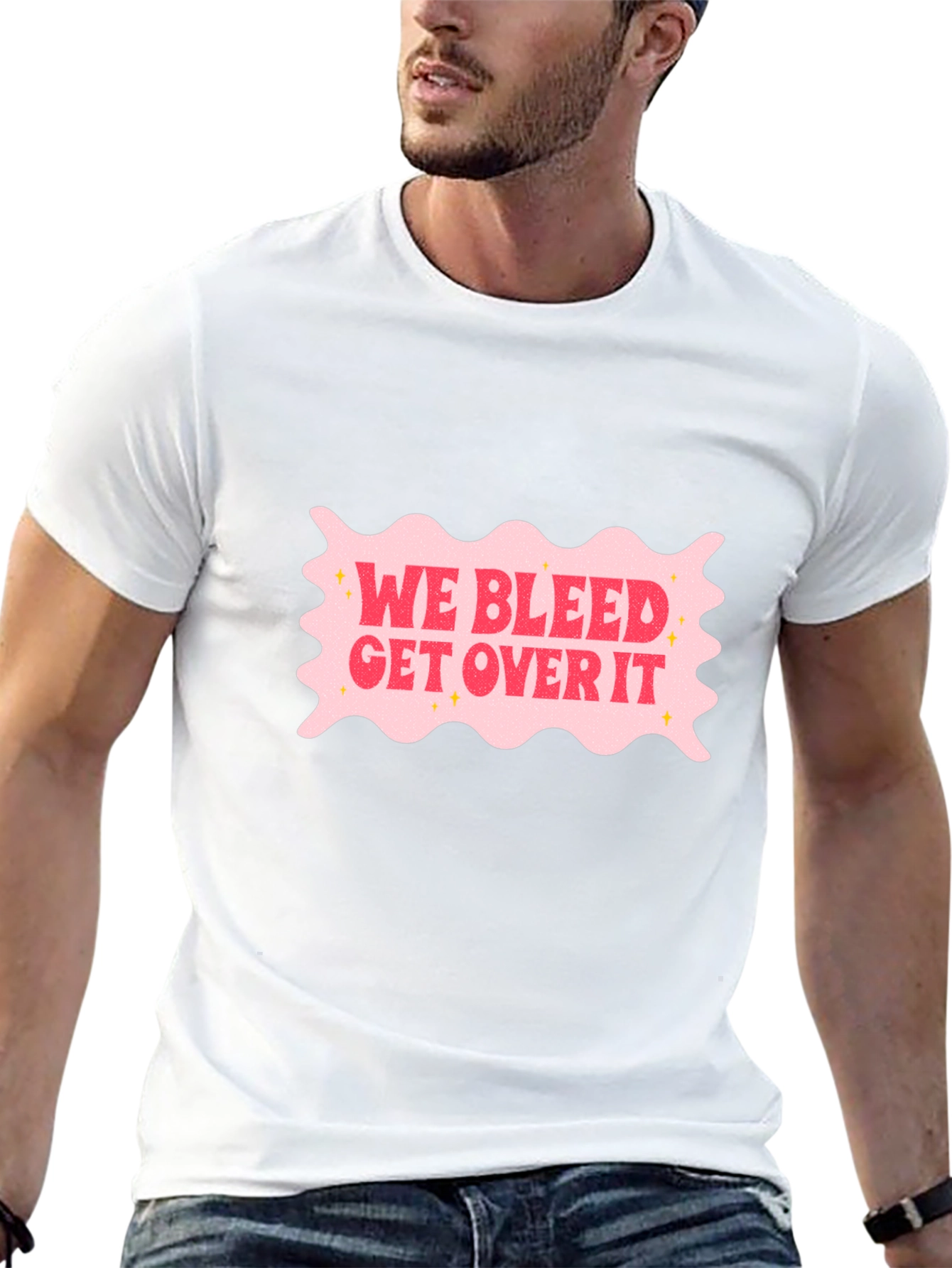 We Bleed Get Over It Black Graphic T-Shirt
