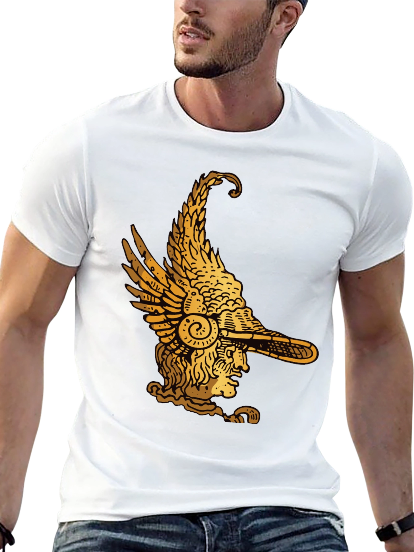 Winged Helmet Graphic Tee - Black Cotton