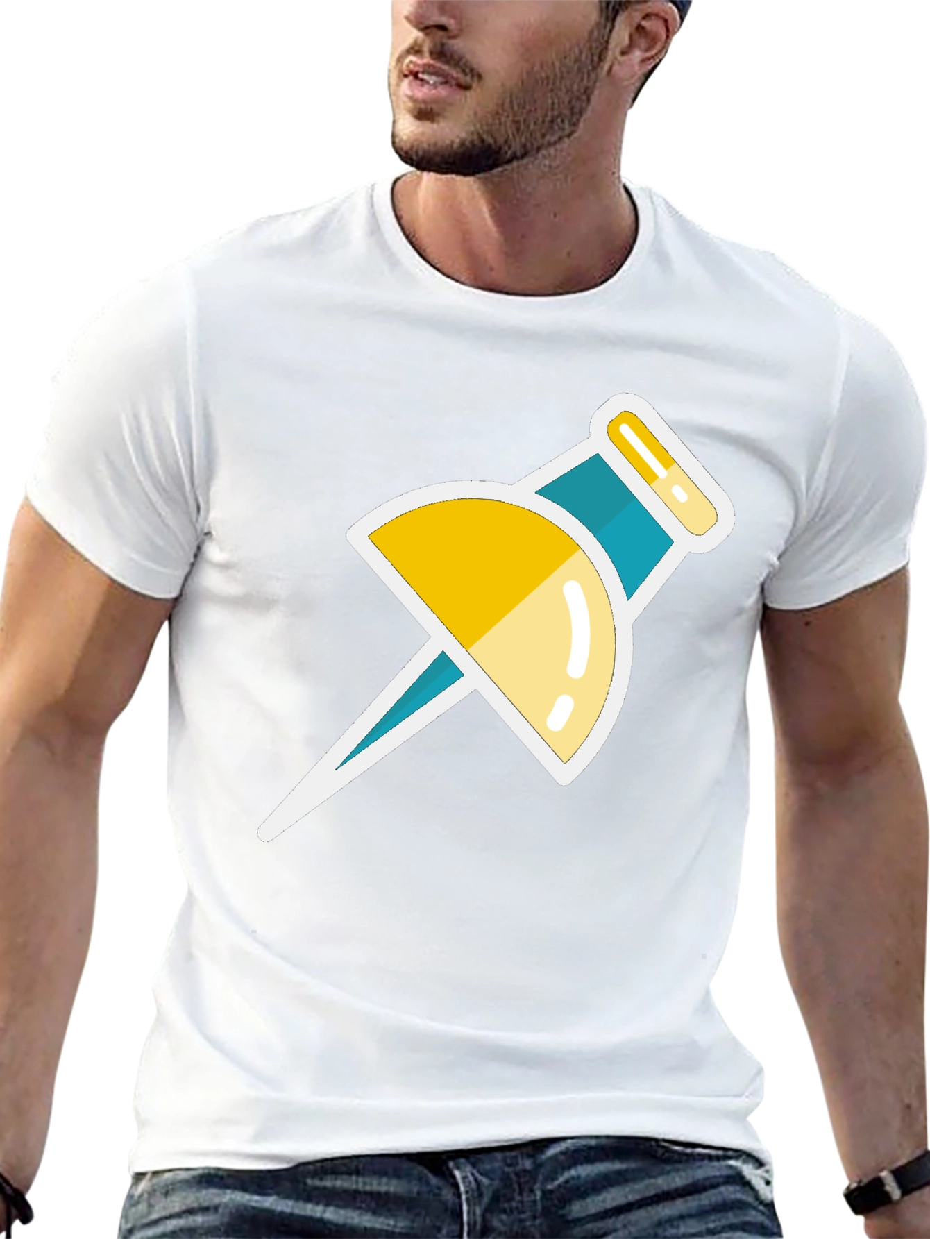 Trendy Push Pin Graphic Tee - Black Casual T-Shirt