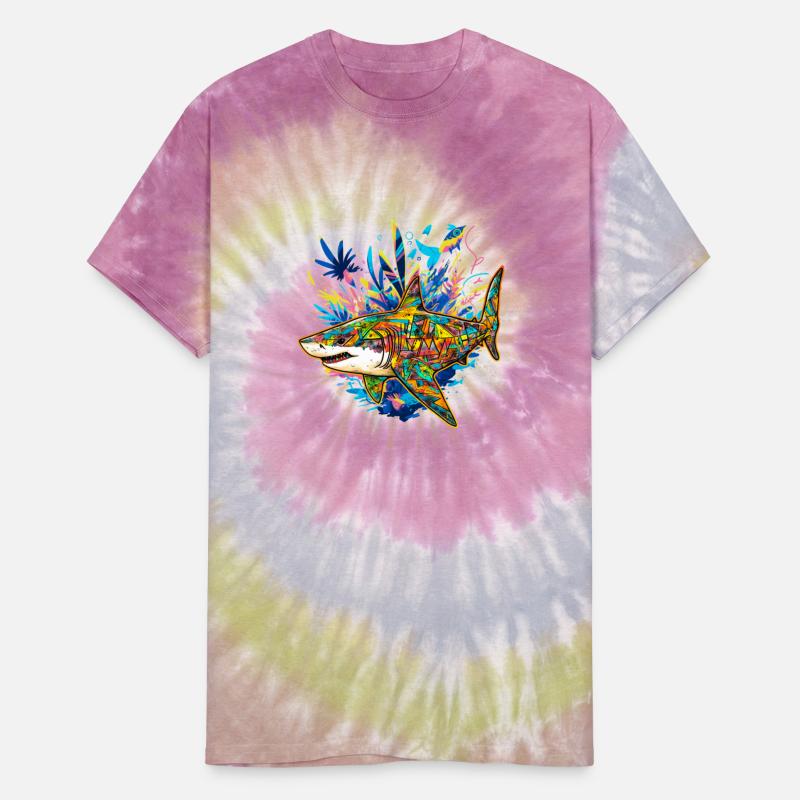 Great Bright Shark on Pastel Reef - Orange Outline