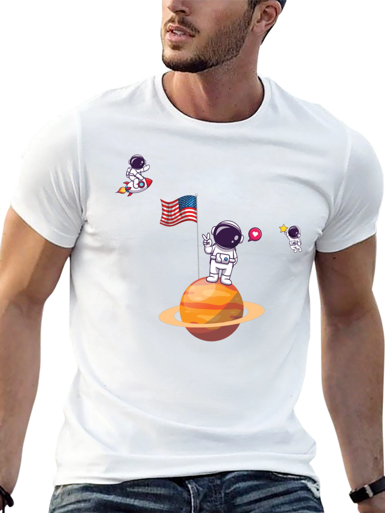 Astronaut Planet Graphic Black T-Shirt