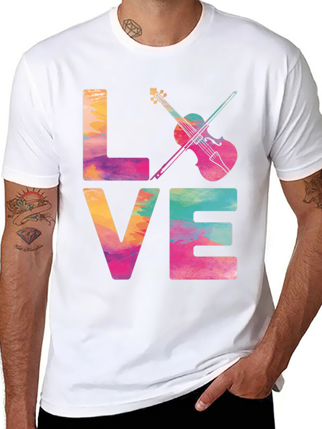 Watercolor LOVE Violin T-Shirt