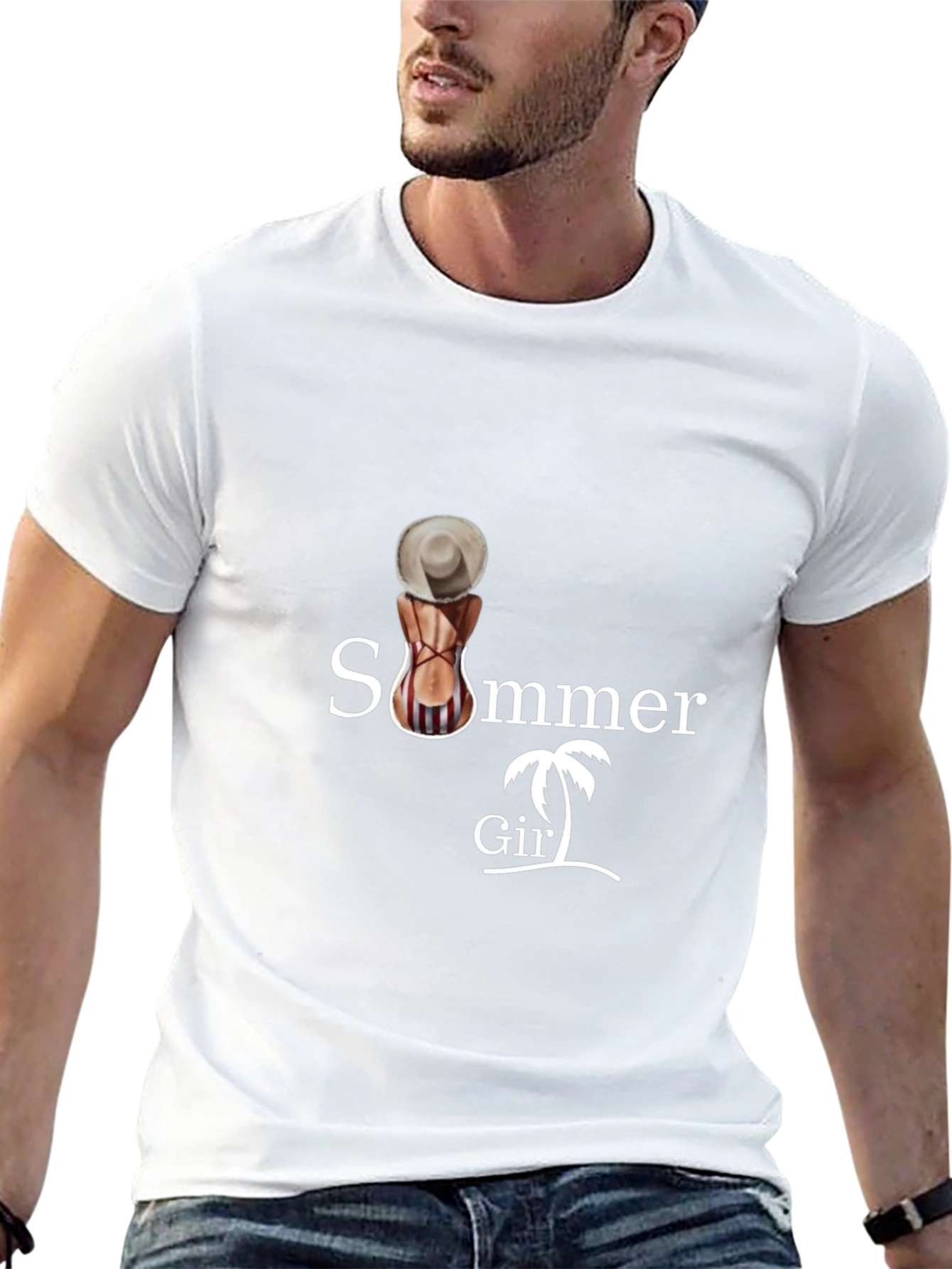 Summer Girl Graphic Tee - Black Cotton T-Shirt