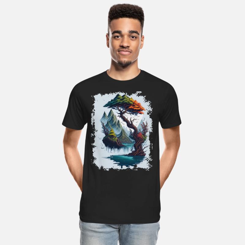 Landscape Mountains Tree Surreal