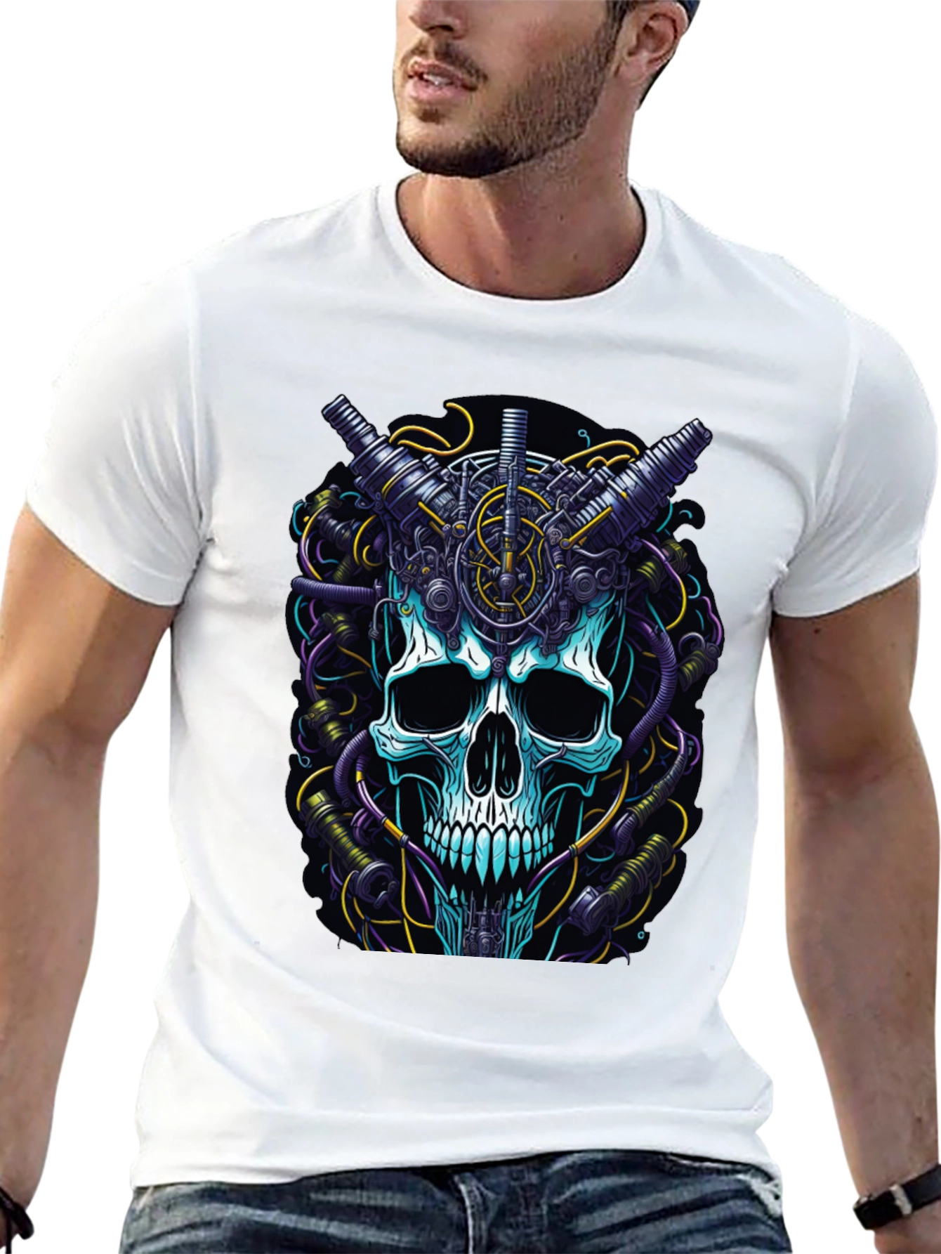 Steampunk Skull Graphic T-Shirt - Mens Black Tee