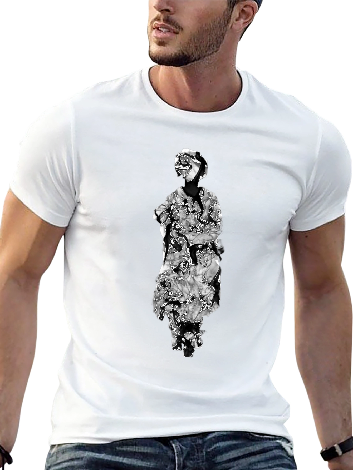 Abstract Figure Graphic Black Tee