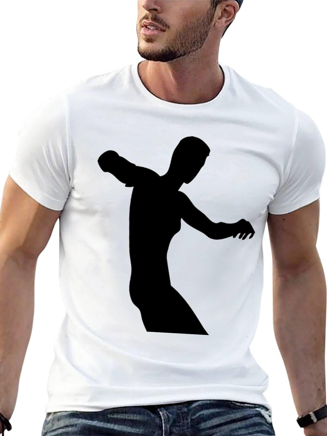 Black Tee with Abstract Figure Print